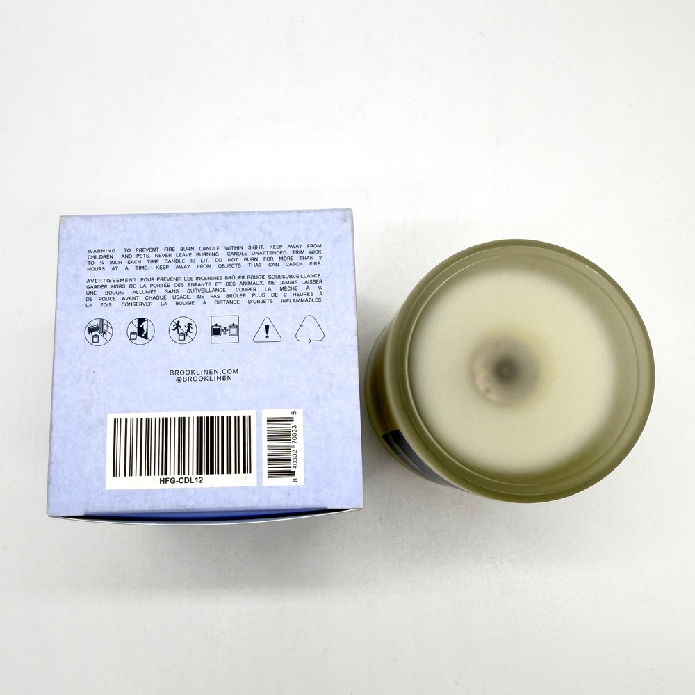 BROOKLINEN Gather Glass Jar Candle 8 oz Blue Scented Soy Coconut Wax Blend NEW - Picture 5 of 12